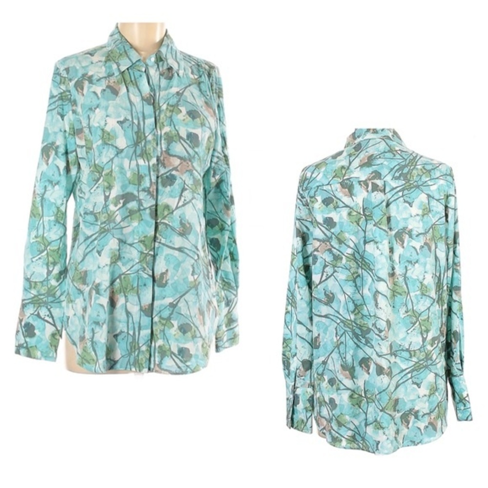 Prologue long sleeve ice blue button up top size small NWOT